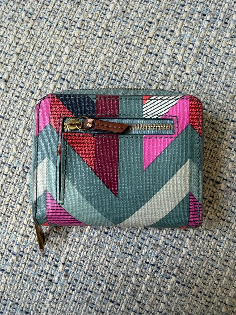 Fossil Green Multicolor Zip Wallet